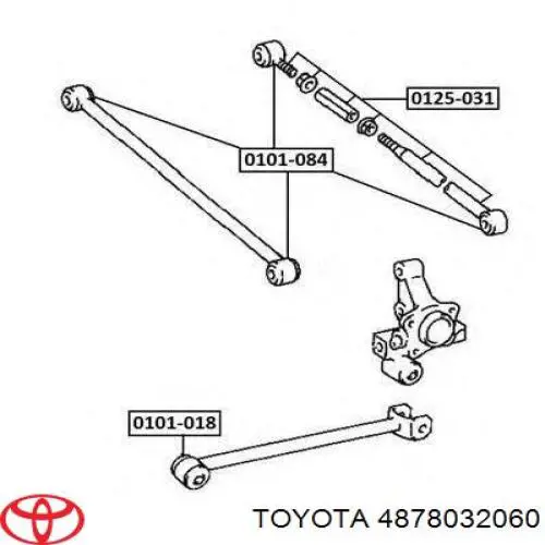 4878032060 Toyota palanca de soporte suspension trasera longitudinal inferior izquierda/derecha