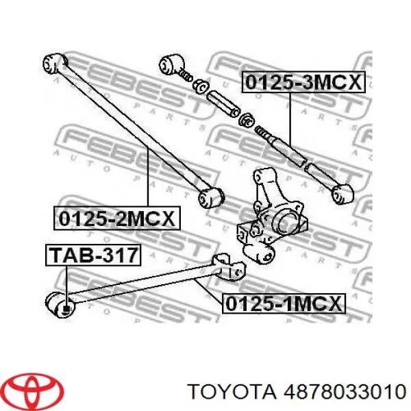 4878033010 Toyota palanca de soporte suspension trasera longitudinal inferior izquierda/derecha