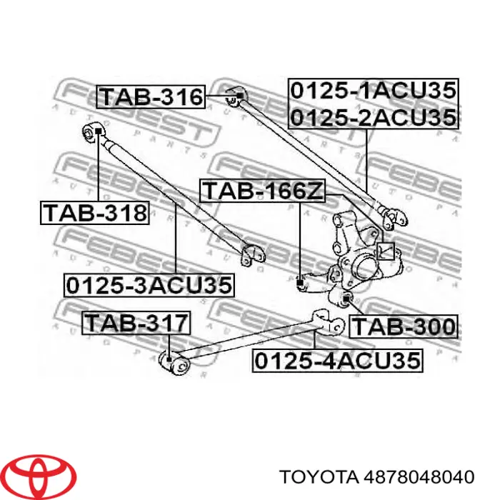 4878048040 Toyota barra de dirección, eje trasero