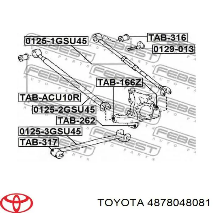4878048081 Toyota barra de dirección, eje trasero