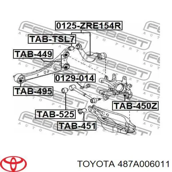 Mangueta trasera izquierda (suspension) para Toyota Camry (V50)