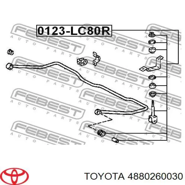 4880260030 Toyota soporte de barra estabilizadora trasera