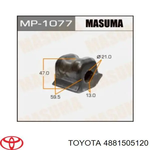 4881505120 Toyota Buje estabilizador delantero derecho