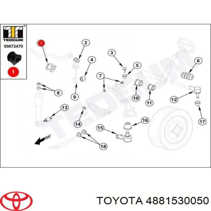 Soporte estabilizador, Eje delantero Japan Parts RU224