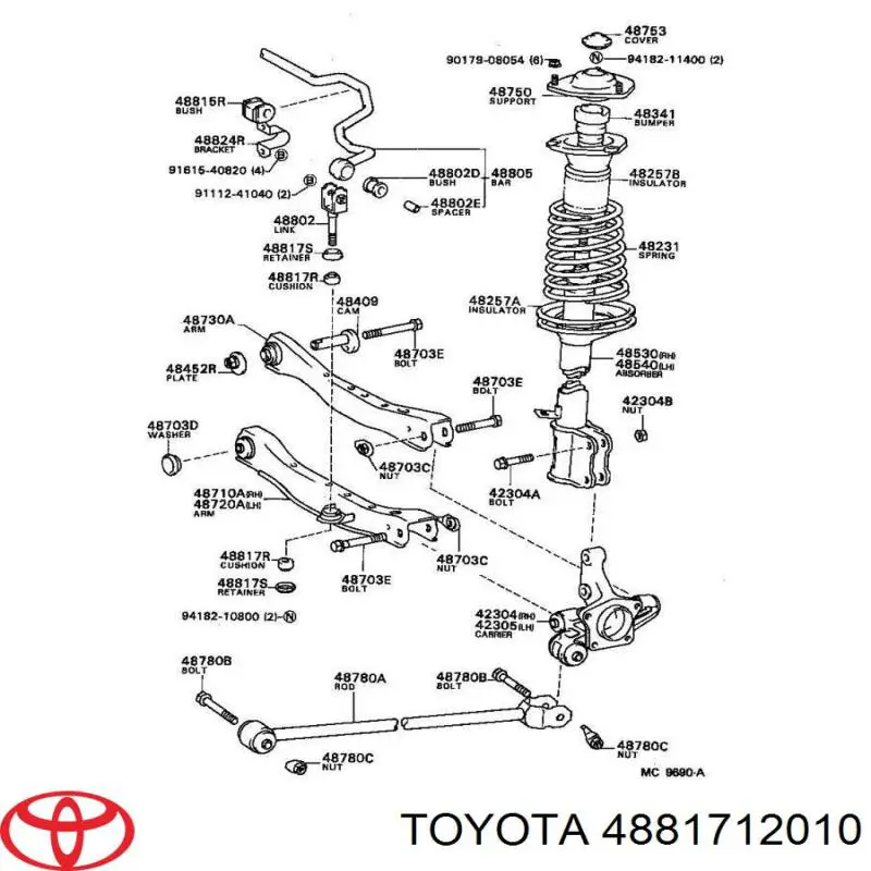 Soporte, estabilizador eje trasero para Toyota Tercel (AL25)