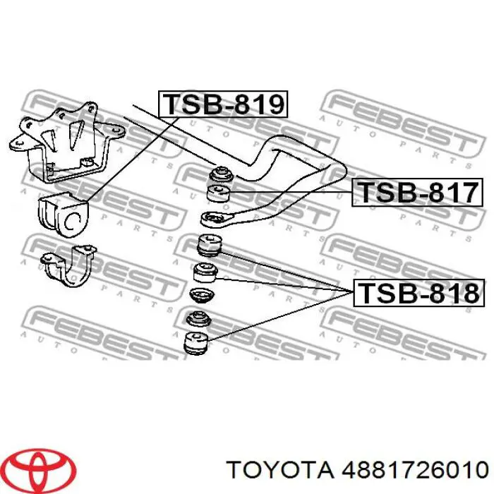 4881726010 Toyota casquillo del soporte de barra estabilizadora delantera