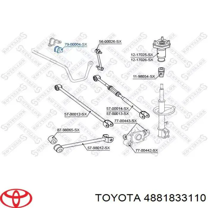 4881833110 Toyota Buje de barra estabilizadora trasera