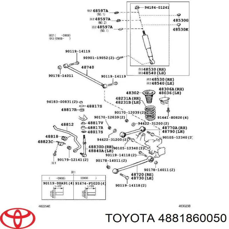 4881860050 Toyota casquillo de barra estabilizadora trasera