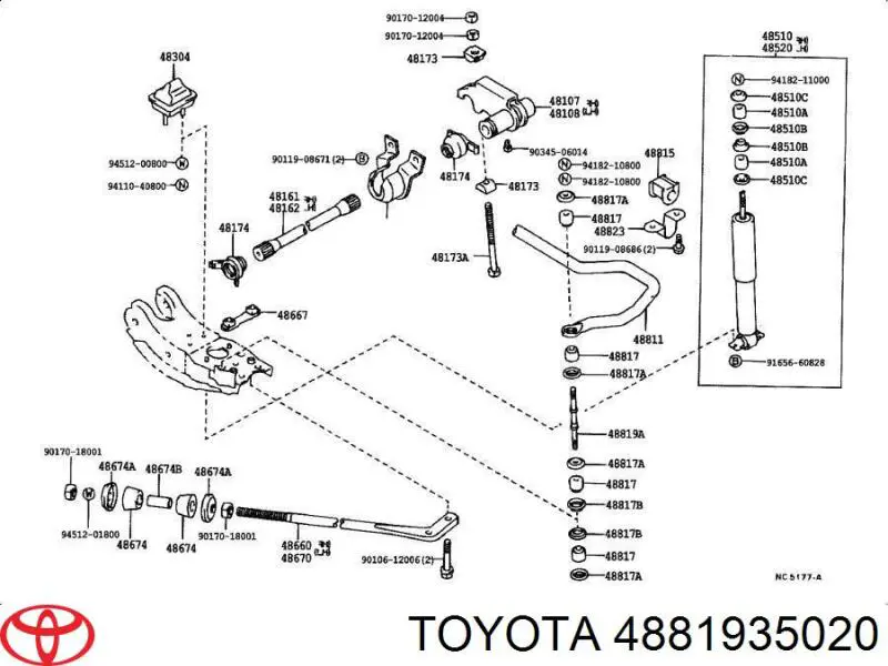 4881935020 Toyota soporte de barra estabilizadora delantera