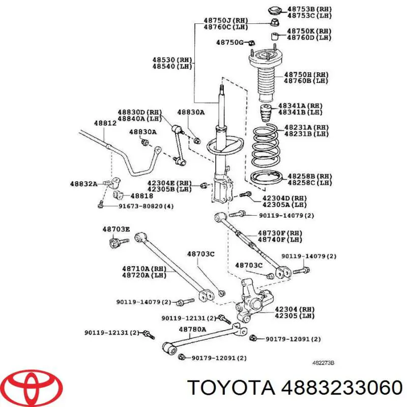4883233060 Toyota abrazadera para montaje de casquillos estabilizadores traseros
