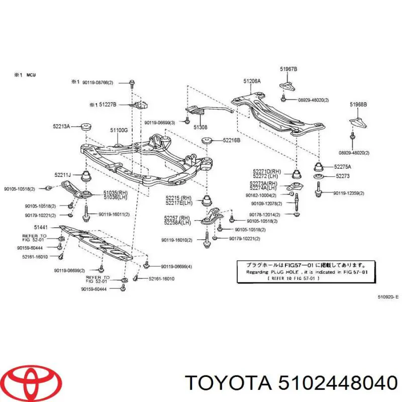 Comprar 5102448040 Toyota Soporte de viga delantera