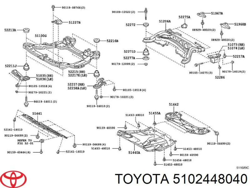 5102448040 Toyota soporte de viga delantero