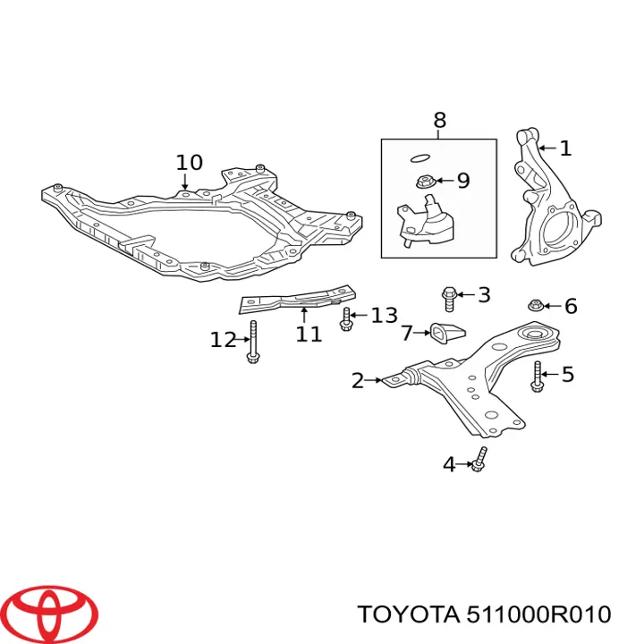 511000R010 Toyota subchasis delantero soporte motor