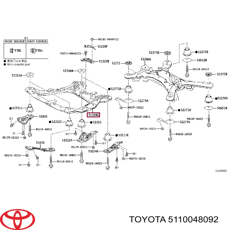 Subchasis delantero soporte motor Toyota 5110048092 precio, desde 2730,16 EUR