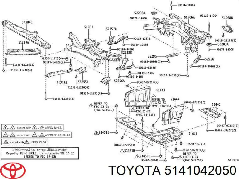 5141042050 Toyota protección motor / empotramiento
