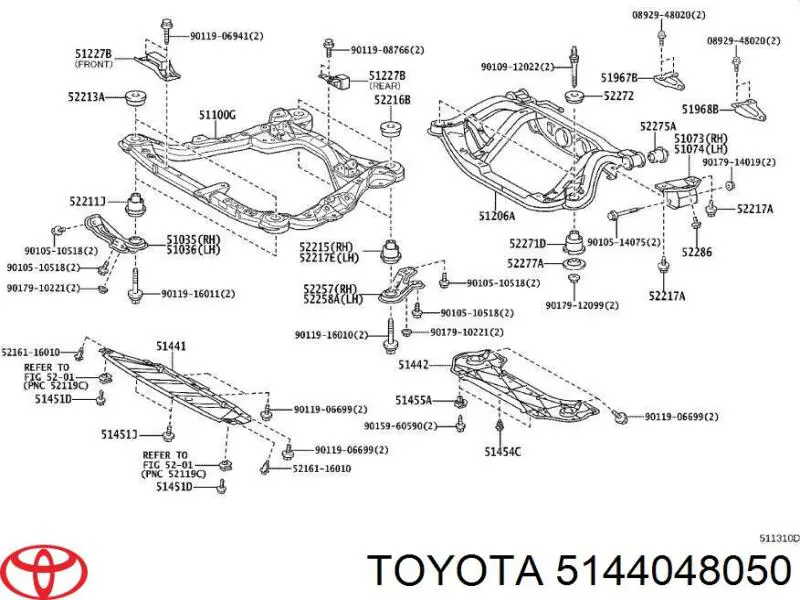 5144048050 Toyota protección motor /empotramiento