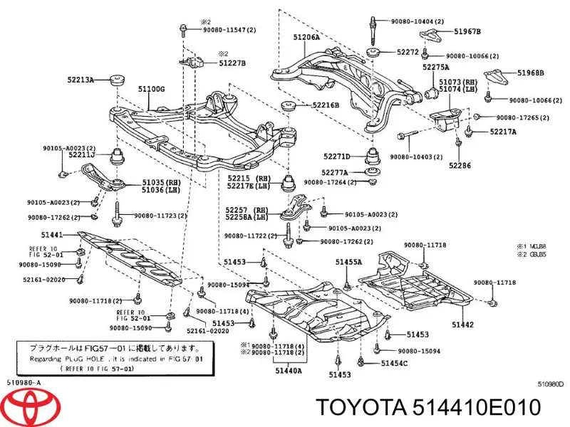 514410E010 Toyota protección motor delantera