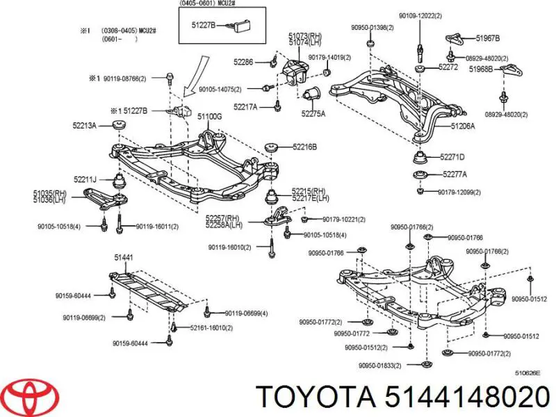 5144148020 Toyota protección motor /empotramiento