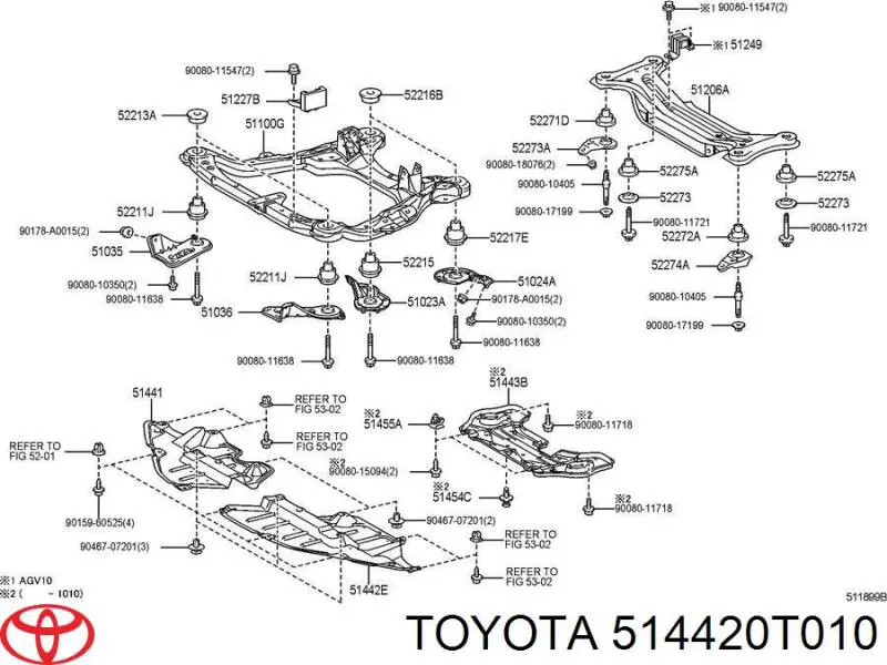 514420T010 Toyota protección motor izquierda