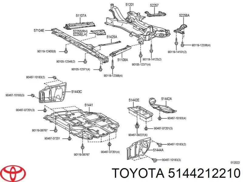 Protección trasera del motor Toyota 5144212210 precio, desde 39,25 EUR