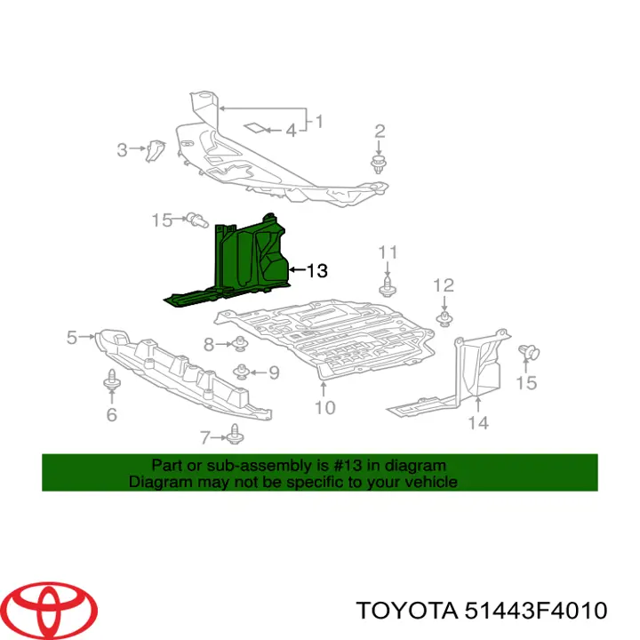 Protección derecha del motor Toyota 51443F4010 precio, desde 28,31 EUR