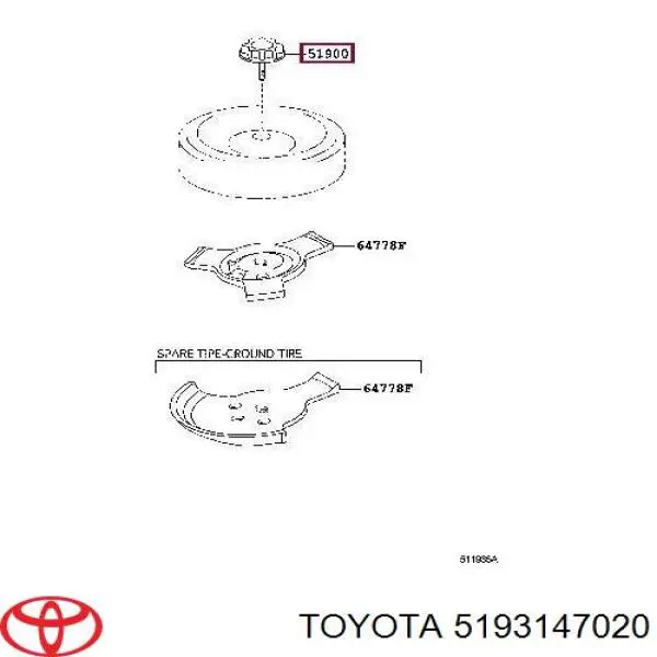 Tornillo de rueda de repuesto para Toyota Prius (ZVW30)