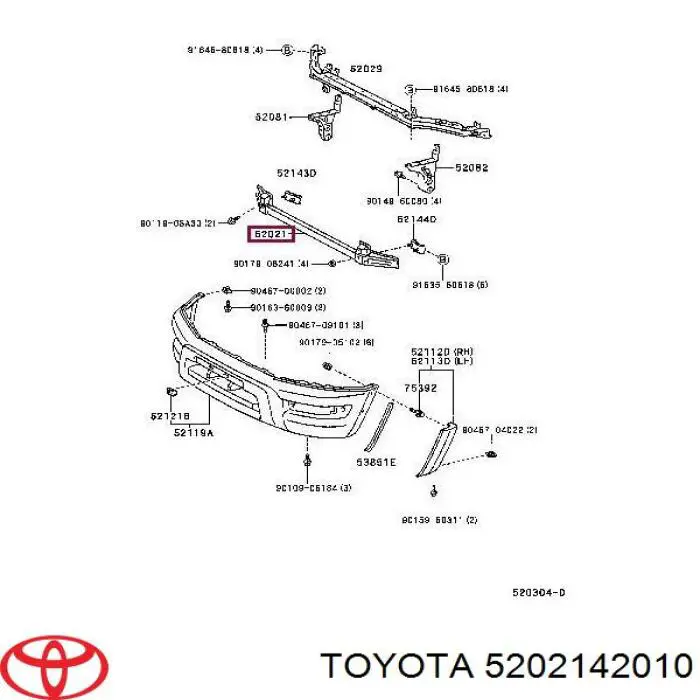 Refuerzo de parachoques delantero Toyota 5202142010 precio, desde 34,32 EUR