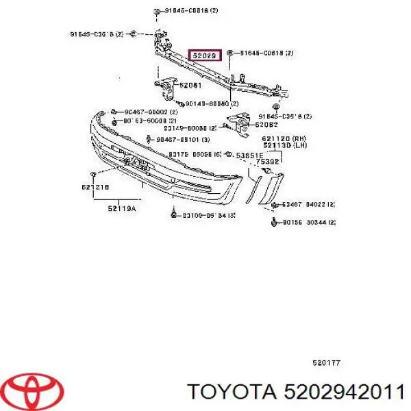 5202942011 Toyota refuerzo parachoque delantero