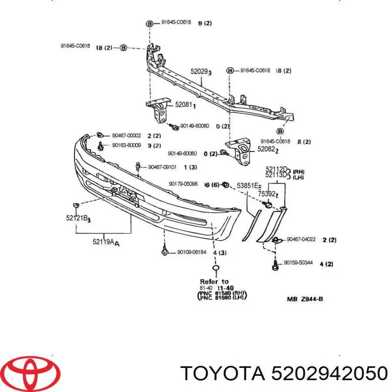 Refuerzo de parachoques delantero Toyota 5202942050 precio, desde 43,48 EUR