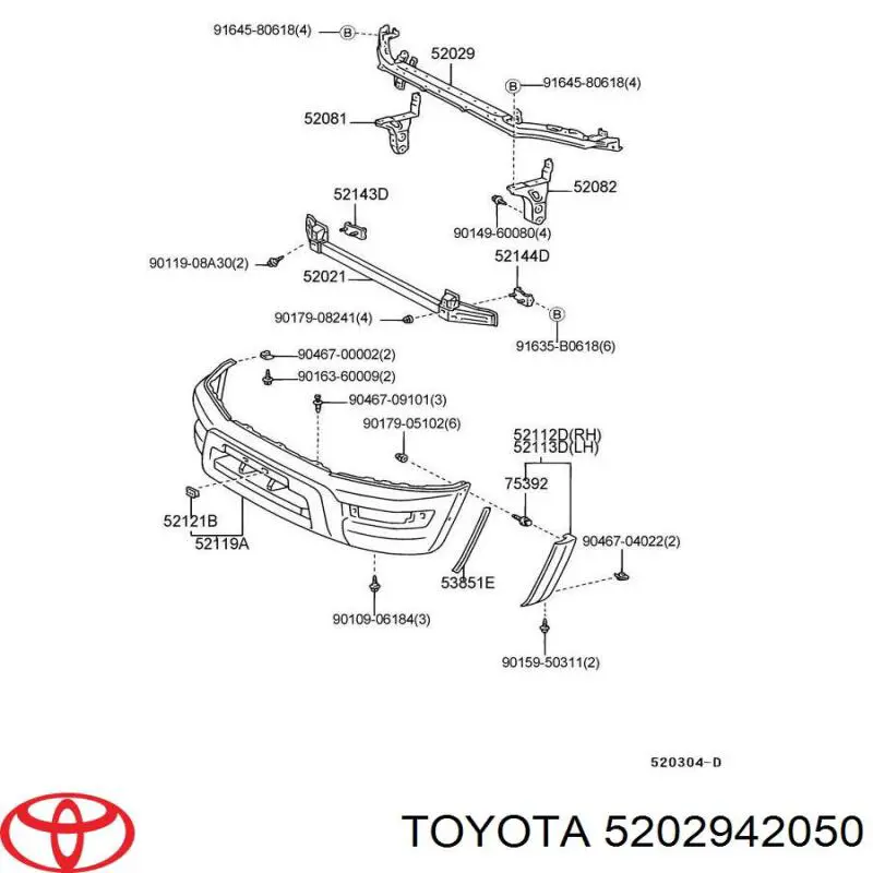 Refuerzo paragolpes delantero para Toyota RAV4 (XA)
