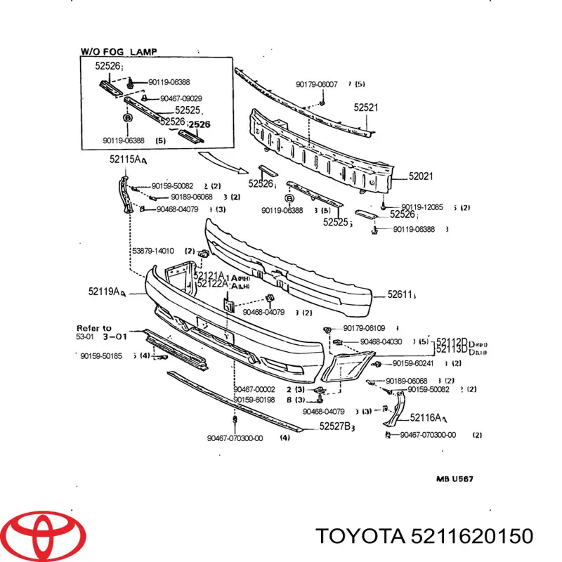 Soporte de parachoques delantero izquierdo Toyota Celica (T16)