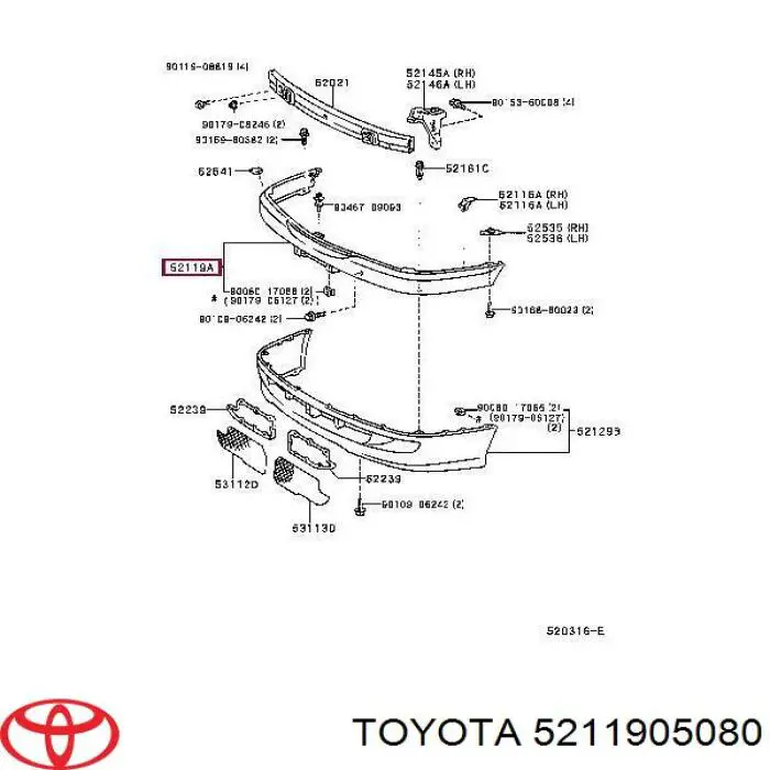 Comprar 5211905080 Toyota Defensa delantera