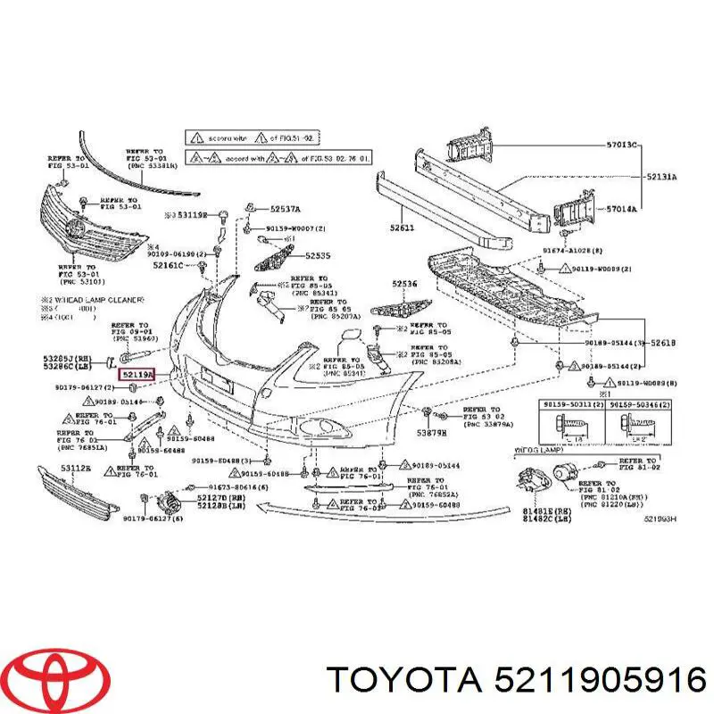Parachoques delantero Toyota 5211905916 precio, desde 267,34 EUR