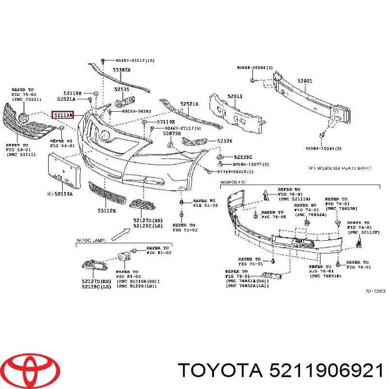 5211906921 Toyota paragolpes delantero