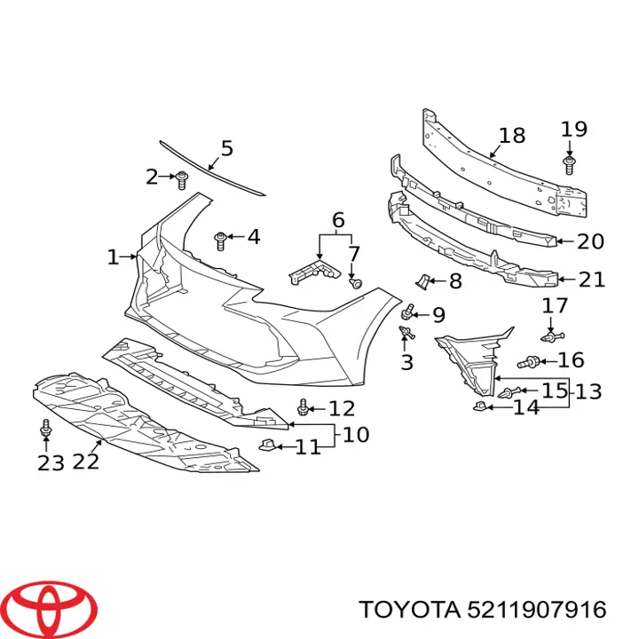 5211907916 Toyota paragolpes delantero