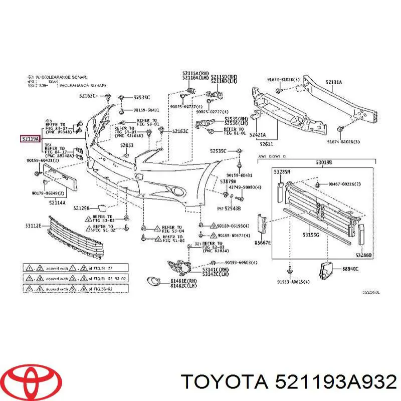 521193A931 Toyota paragolpes delantero
