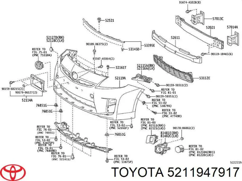 5211947917 Toyota paragolpes delantero