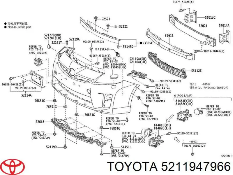 5211947966 Toyota paragolpes delantero