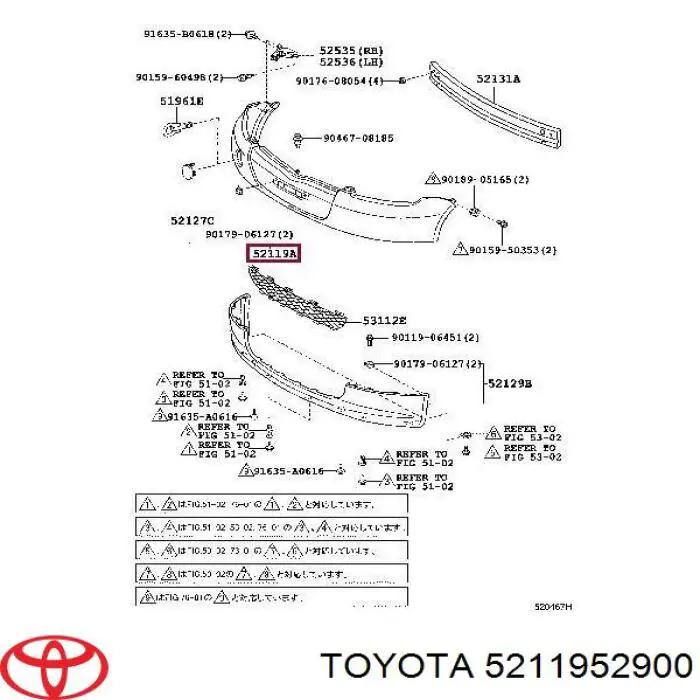 Parachoques delantero, parte superior para Toyota Yaris (P10)