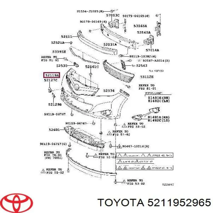 Paragolpes 5211952965 Toyota
