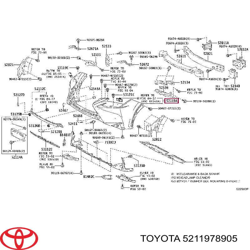 5211978905 Toyota paragolpes delantero