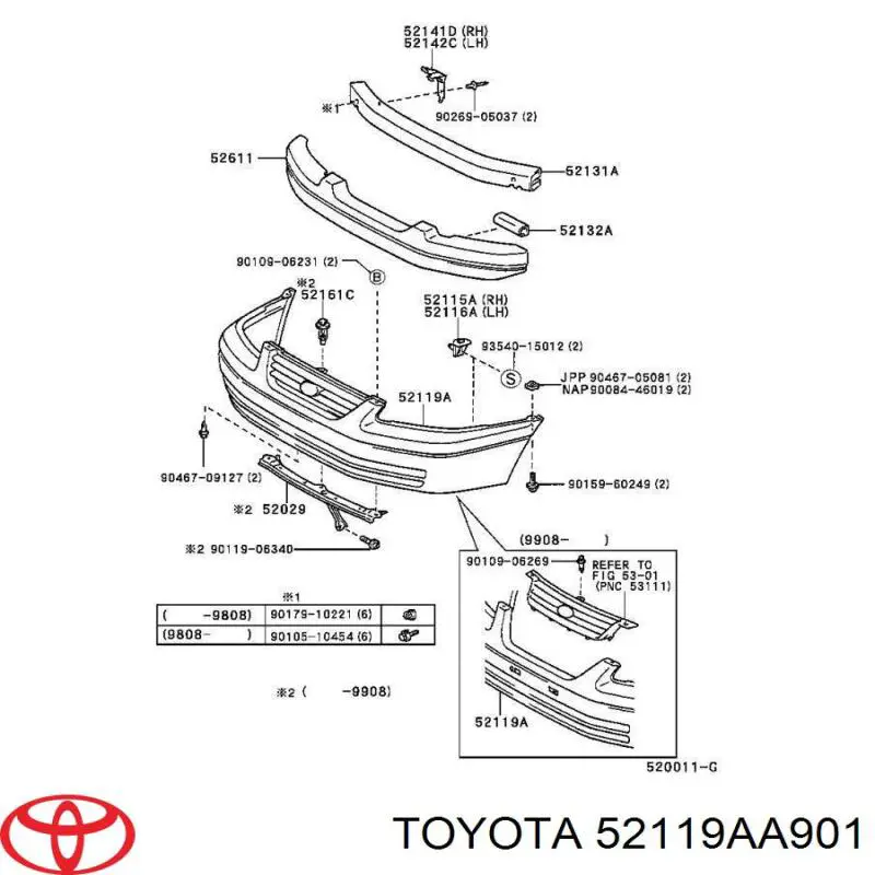 5211933910 Toyota paragolpes delantero