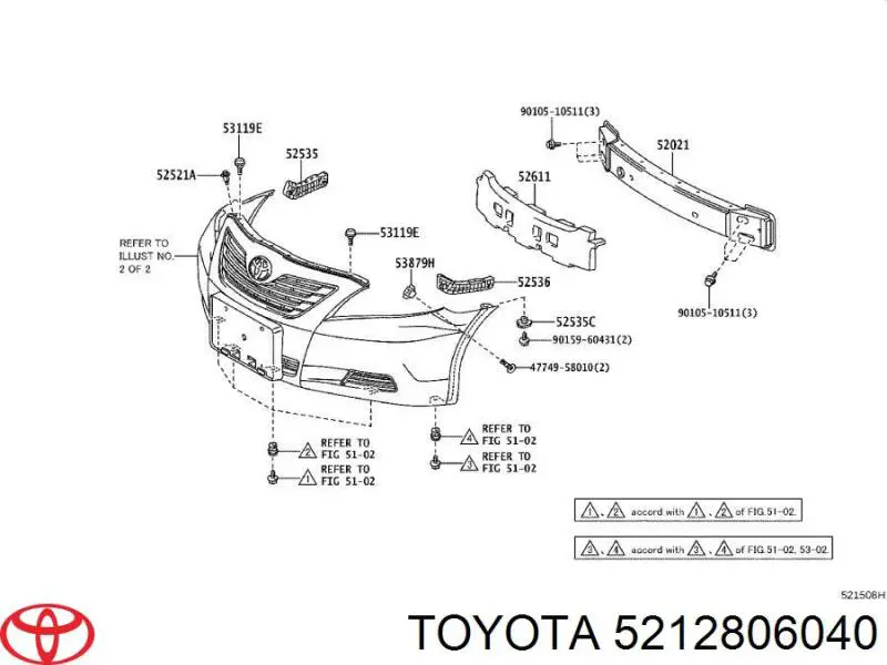 Rejilla de ventilación, parachoques para Toyota Camry (V40)