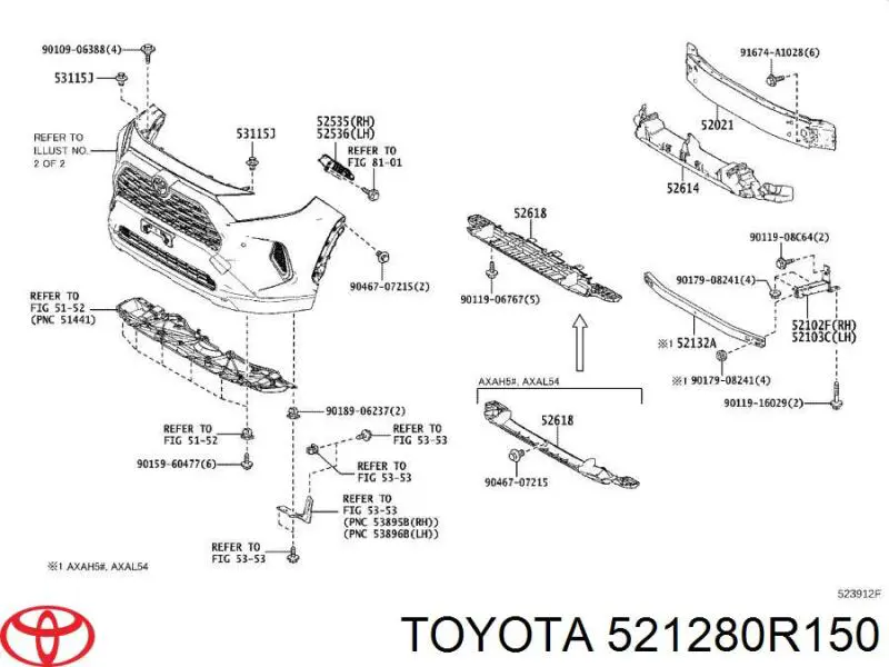 521280R150 Toyota embellecedor, faro antiniebla izquierdo