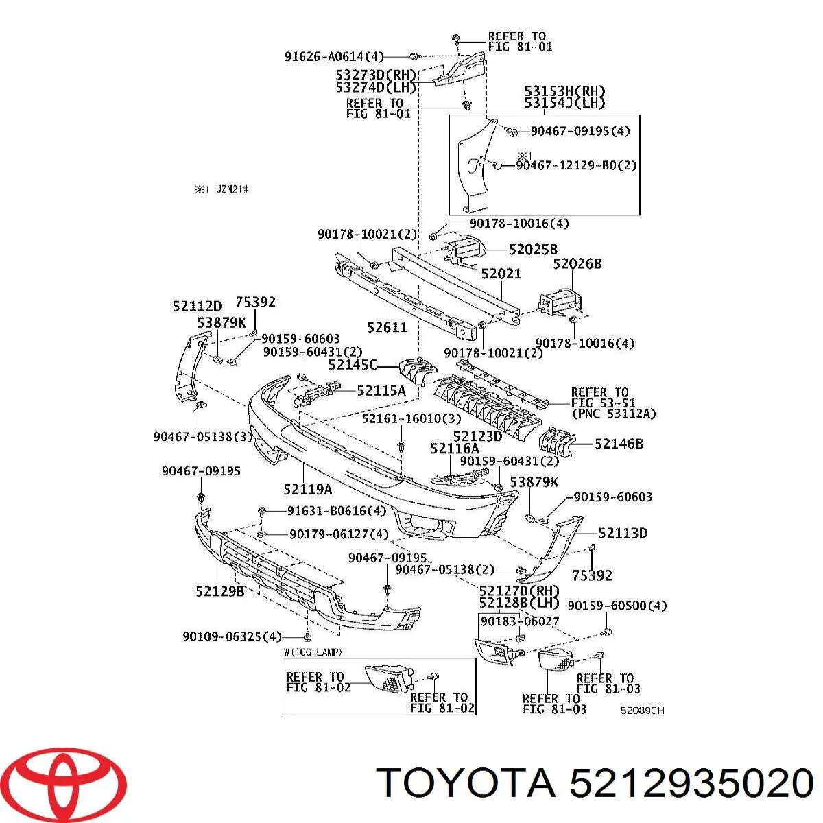 Parachoques delantero, parte inferior para Toyota 4Runner (GRN21, UZN21)