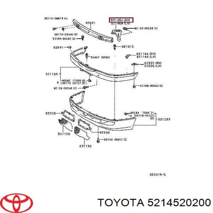 Soporte de paragolpes delantero derecho para Toyota Avensis (T22)