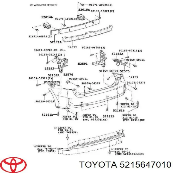 5215647010 Toyota soporte de parachoques trasero exterior izquierdo