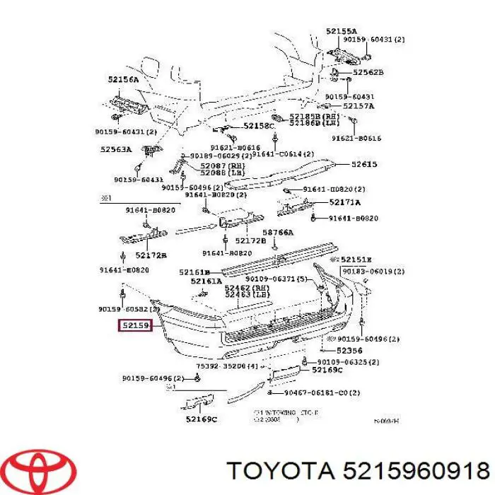 5215960918 Toyota parachoques trasero