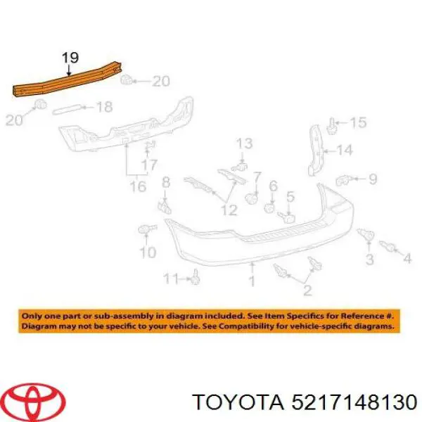 Refuerzo paragolpes trasero Toyota Highlander HYBRID 