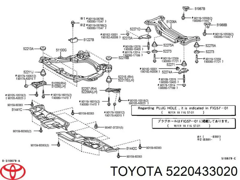 Soporte de viga trasera Toyota 5220433020 precio, desde 77,33 EUR